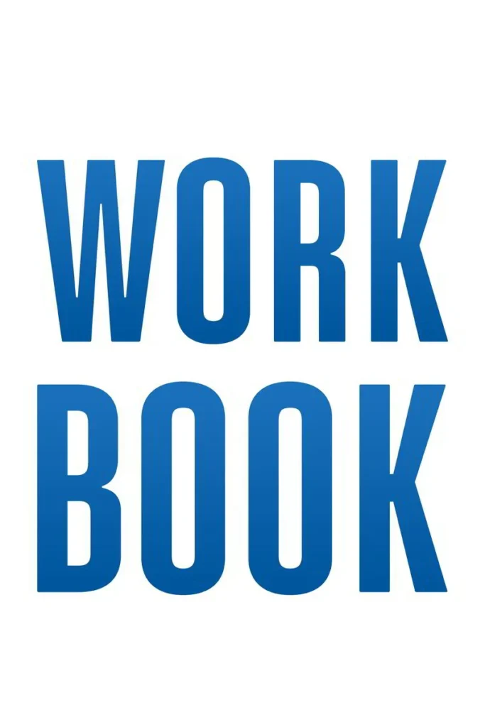 Bold blue text reads "WORK BOOK," indicating a resource for educational or professional purposes. Relevant for study aids or training materials.