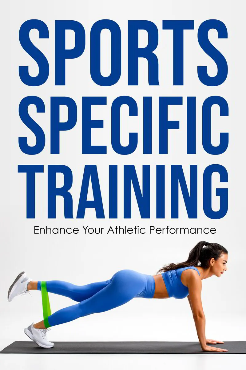 A woman in blue workout attire performs a plank with resistance bands, illustrating sports-specific training to enhance athletic performance.